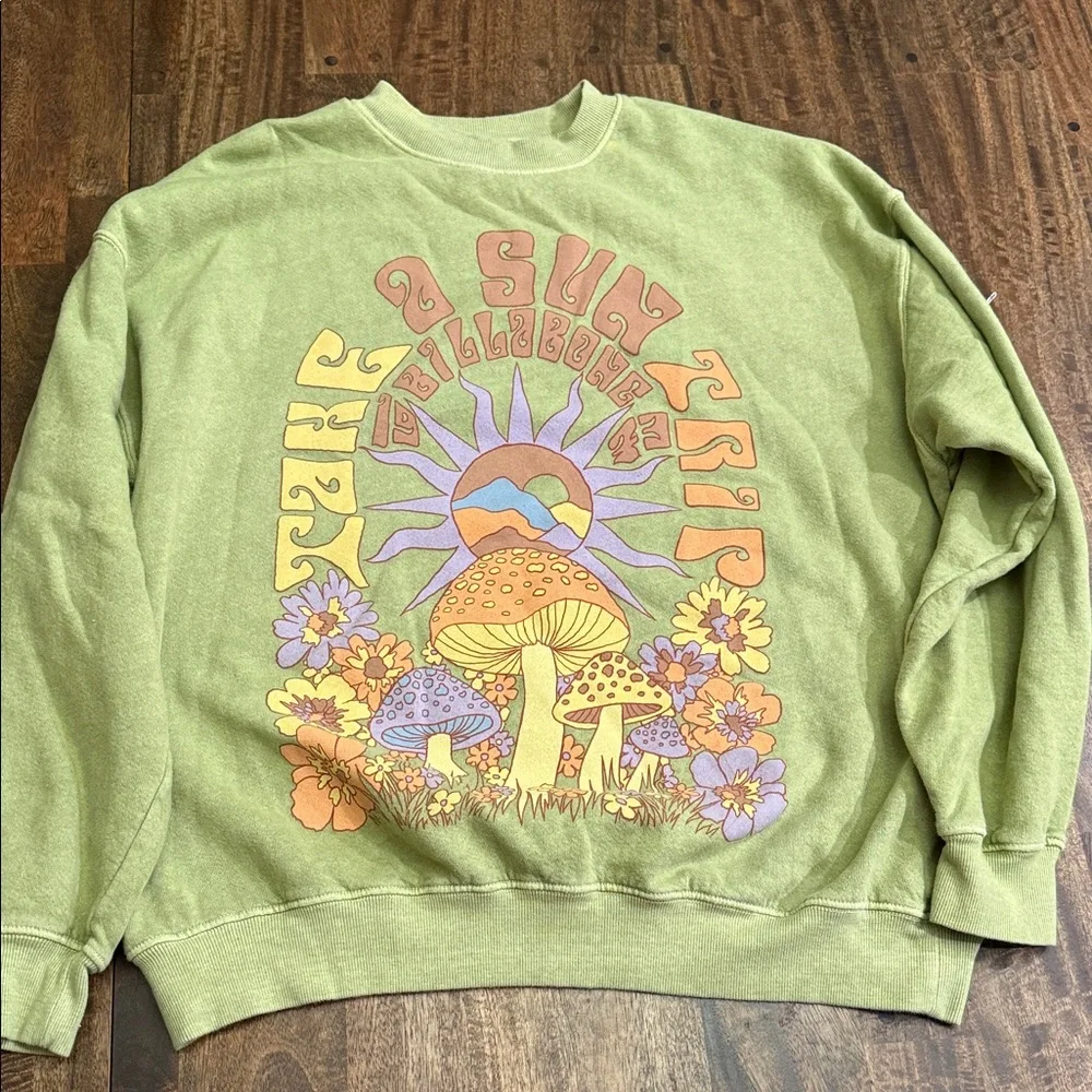Billabong Olive Graphic Crewneck Sweater - Picture 1 of 2